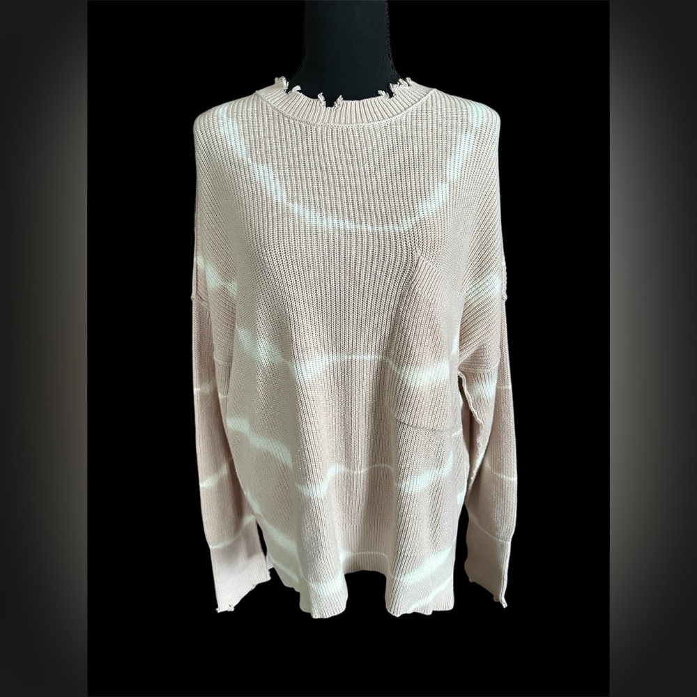 Pistola Darya distressed ribbed cream cotton sweater Women’s Size M *Oversized*